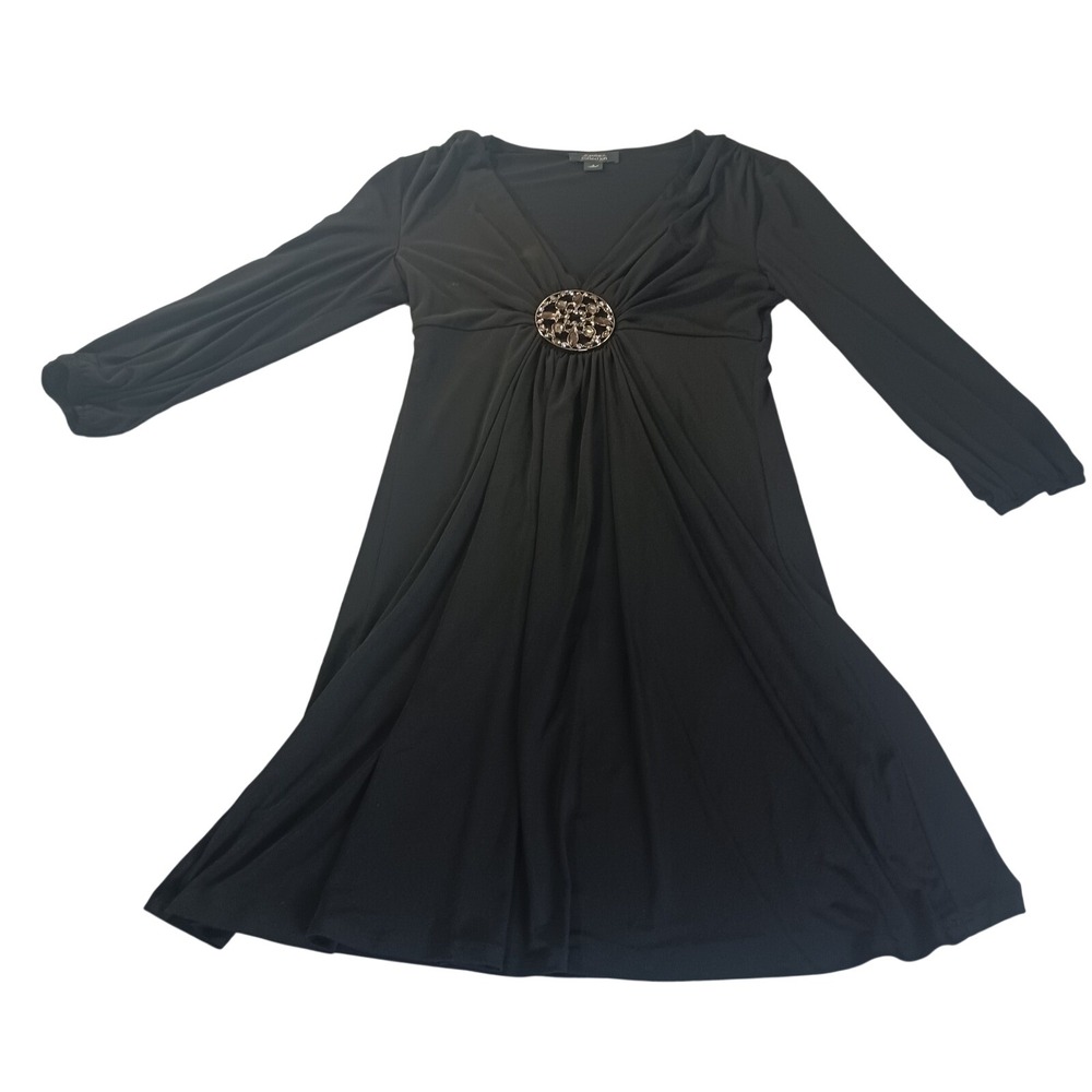 Dressbarn Collection 0341686 Womens 4 Black Rhinestone Empire Waist Dress LBD
